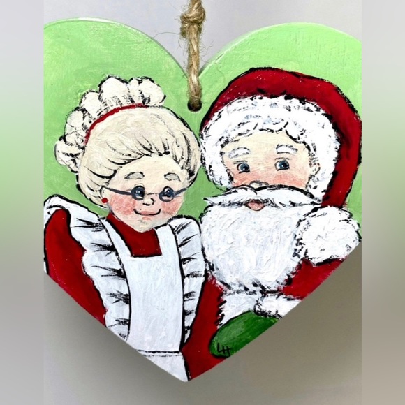 ORIGINAL Hand Painted Santa and Mrs. Claus 1st Christmas Together Tree Ornament - Picture 4 of 8
